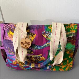 Guy Harvey Marine Life Canvas Tote Sea Turtle Tropical Fish Beach Bag